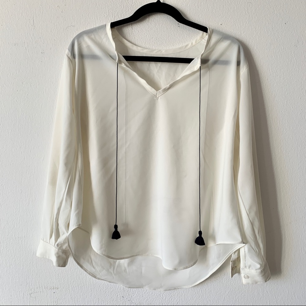 White Blouse w/ pompom details